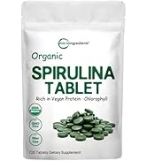 Organic Spirulina Supplement (Raw Spirulina Organic Filler Free), 3000MG Per Serving, 720 Tablets...