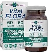 Vital Planet - Vital Flora Men 55+ Daily Probiotic with 60 Billion Cultures and 60 Strains, Immun...