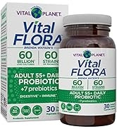 Vital Planet - Vital Flora Adult 55+ Probiotic with 60 Billion Cultures and 60 Strains, Immune an...