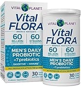 Vital Planet - Vital Flora Men’s Daily Shelf Stable Probiotic Supplement with 60 Billion Cultures...